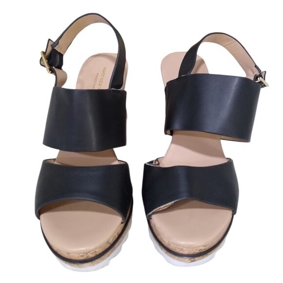[H412] Andrew Marc New York Black Platform "Roman" Wedges Sandals, Size 10M - Picture 2 of 8